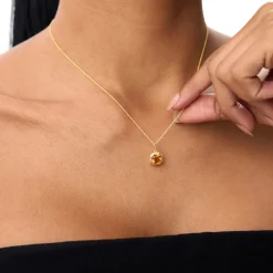 14K Asscher Cut Bezel Set Citrine Necklace