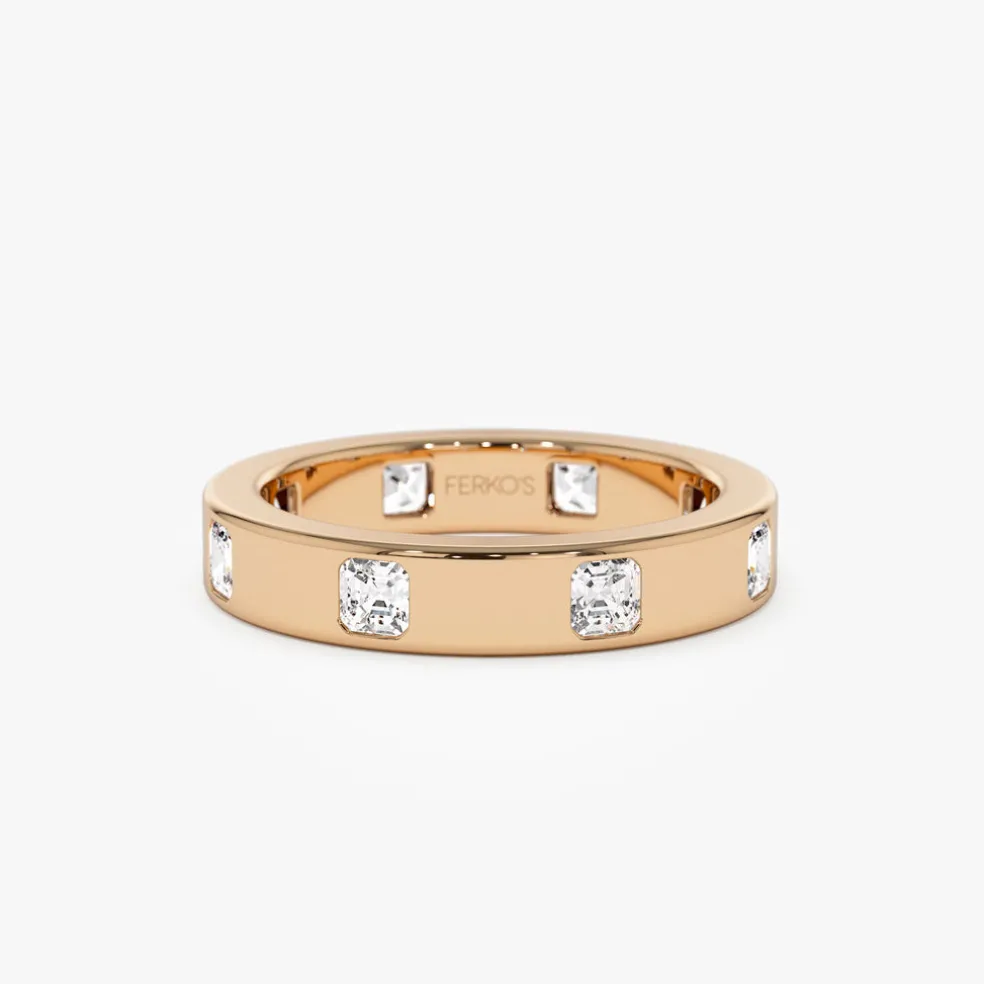 14k Asscher Cut Full Eternity Flush Setting Diamond Band