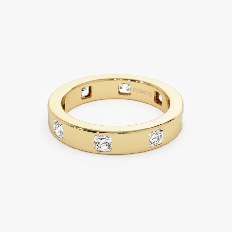 14k Asscher Cut Full Eternity Flush Setting Diamond Band