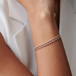 14K Baguette & Round Diamond Bangle Bracelet