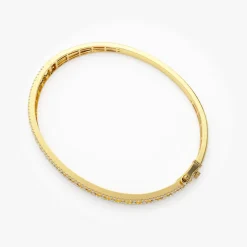 14K Baguette & Round Diamond Bangle Bracelet