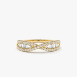 14k Baguette & Round Diamond Nesting Ring