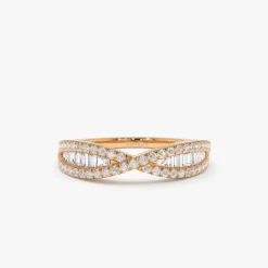 14k Baguette & Round Diamond Nesting Ring
