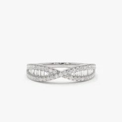 14k Baguette & Round Diamond Nesting Ring