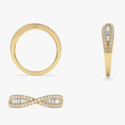 14k Baguette & Round Diamond Nesting Ring
