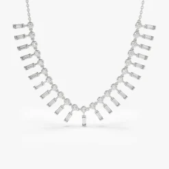 14k Baguette and Round Diamonds Statement Piece Necklace