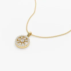 14K Baguette and Round Diamond Charm Necklace