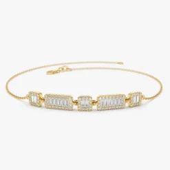 14K Baguette and Round Diamond Bracelet