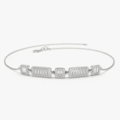 14K Baguette and Round Diamond Bracelet
