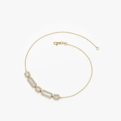 14K Baguette and Round Diamond Bracelet