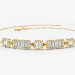 14K Baguette and Round Diamond Bracelet