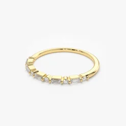 14K Baguette and Round Diamond Ring
