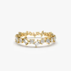 14k Baguette and Round Diamond Full Eternity Ring