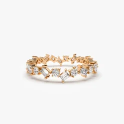 14k Baguette and Round Diamond Full Eternity Ring