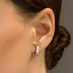 14K Baguette and Round Diamond Micro Pave Earrings