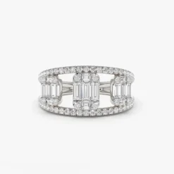 14k Baguette and Round Diamond Illusion Setting Cocktail Ring