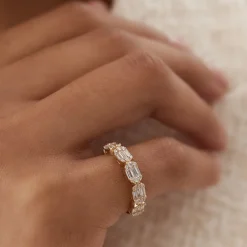 14k Baguette and Round Diamond Anniversary Ring
