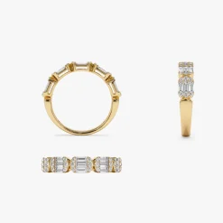 14k Baguette and Round Diamond Anniversary Ring