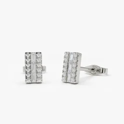 14K Baguette Diamond Bar Earrings