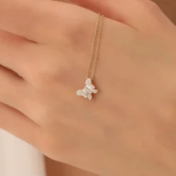 14k Baguette Diamond Butterfly Necklace