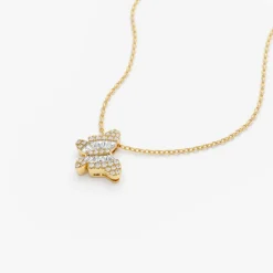 14k Baguette Diamond Butterfly Necklace