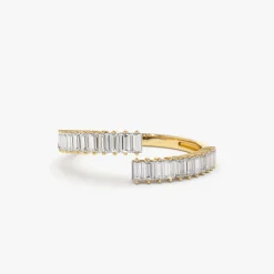 14k Baguette Diamond Bypass Ring