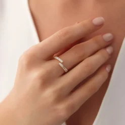14k Baguette Diamond Bypass Ring