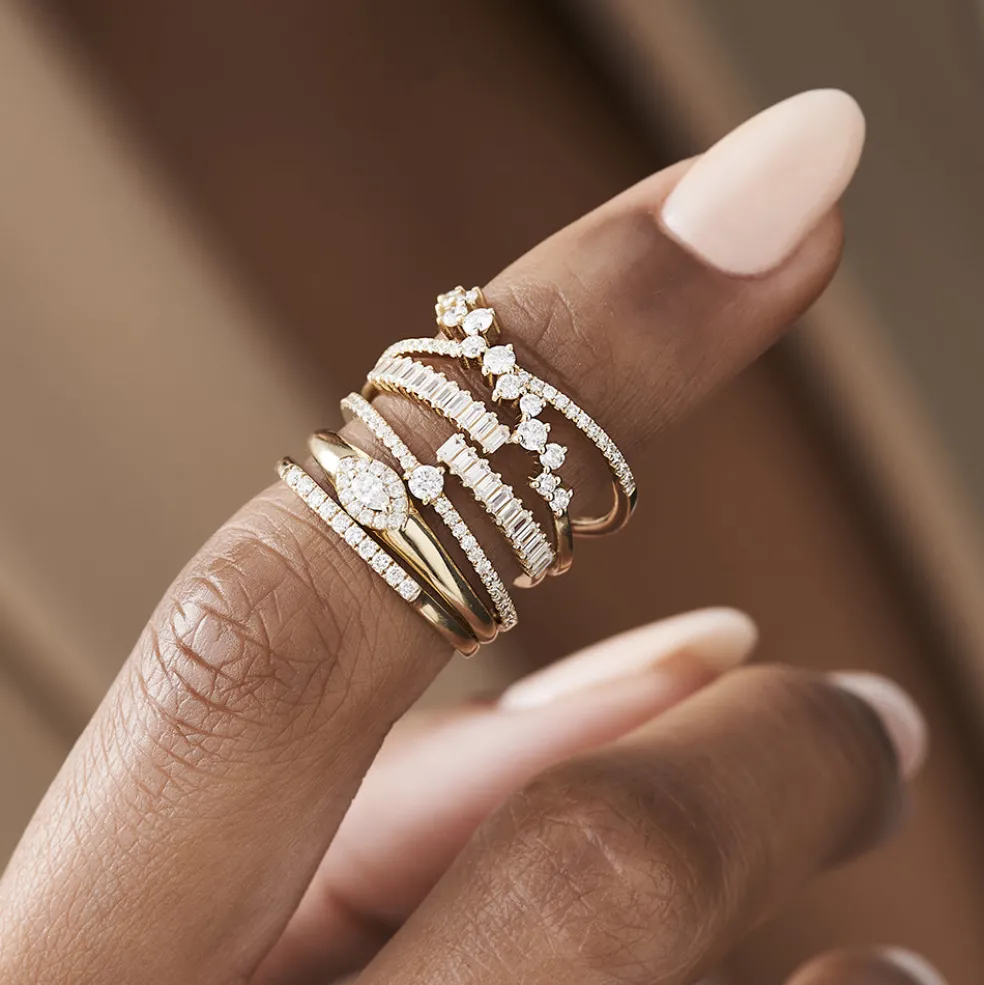 14k Baguette Diamond Bypass Ring