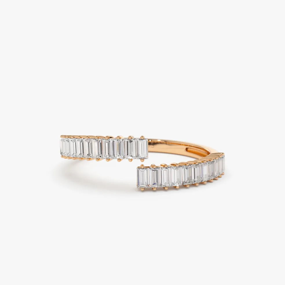14k Baguette Diamond Bypass Ring