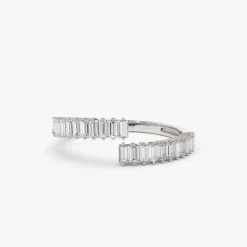14k Baguette Diamond Bypass Ring