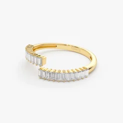 14k Baguette Diamond Bypass Ring