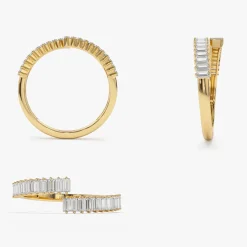 14k Baguette Diamond Bypass Ring