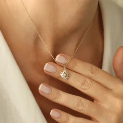 14K Baguette Diamond Cluster Pendant