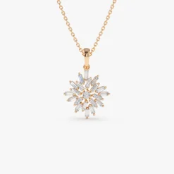 14K Baguette Diamond Cluster Pendant