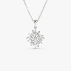 14K Baguette Diamond Cluster Pendant