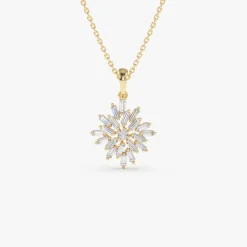 14K Baguette Diamond Cluster Pendant
