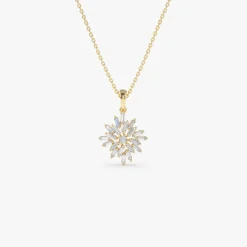 14K Baguette Diamond Cluster Pendant
