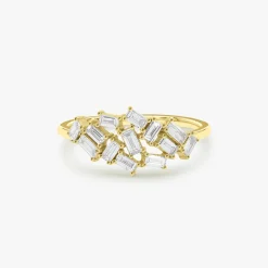 14k Baguette Diamond Cluster Ring