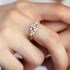 14k Baguette Diamond Cluster Ring