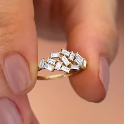 14k Baguette Diamond Cluster Ring