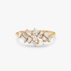 14k Baguette Diamond Cluster Ring