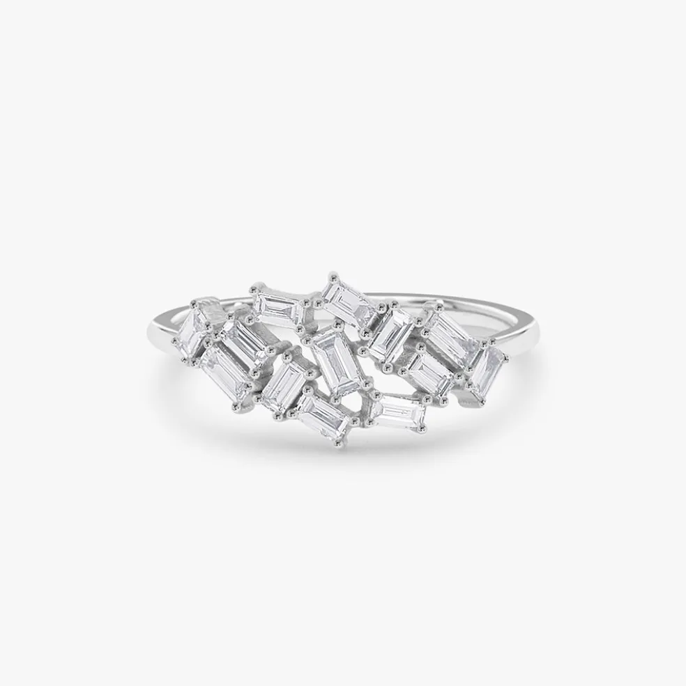 14k Baguette Diamond Cluster Ring