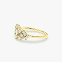 14k Baguette Diamond Cluster Ring