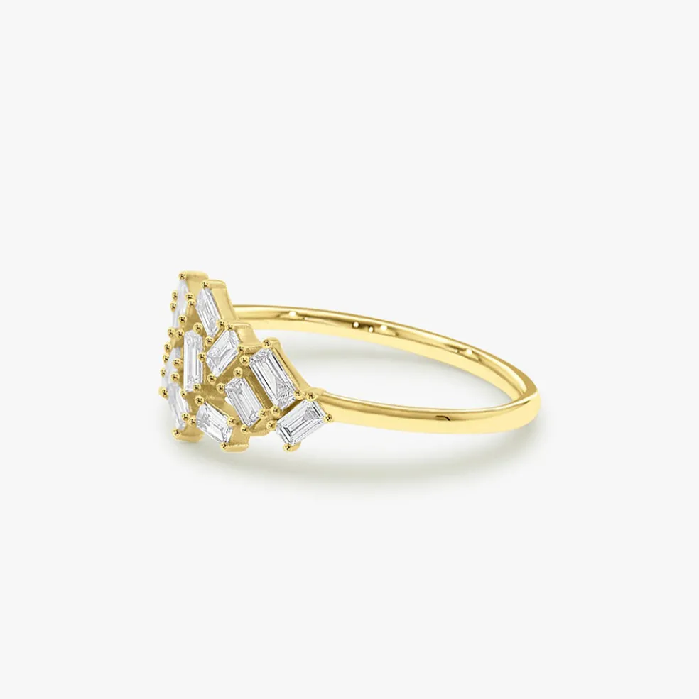 14k Baguette Diamond Cluster Ring