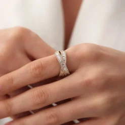 14k Baguette Diamond Crossover Ring