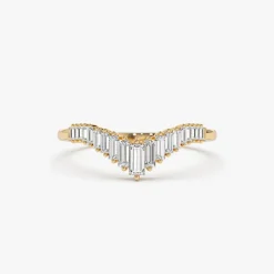 14K Baguette Diamond Curved Tiara Ring