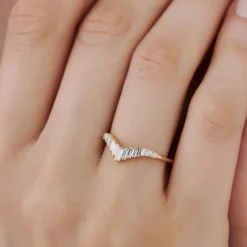 14K Baguette Diamond Curved Tiara Ring