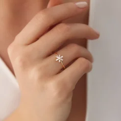 14K Baguette Diamond Flower Ring