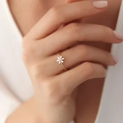 14K Baguette Diamond Flower Ring