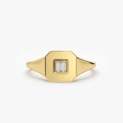 14k Baguette Diamond Pinky Ring